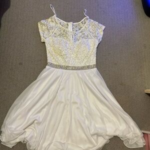 Elegant White Lace and Satin Dress